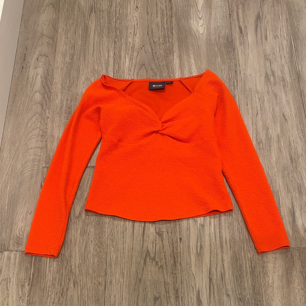Miss Selfridge Vibrant Orange Long Sleeve Blouse
